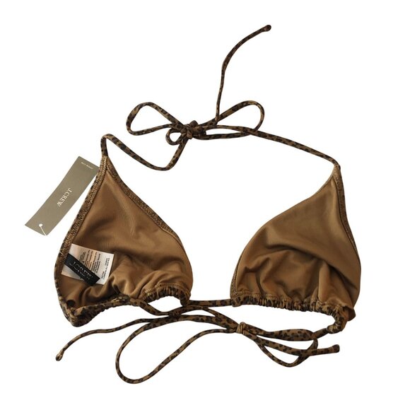 J Crew Perfect String Bikini Top In Leopard Print Triangle Brown M - Picture 4 of 8